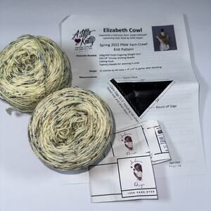 Fingering Weight Hand Dyed Yarn Cowl Kit 2 Skeins Yellow Cream Wool Silk Blend